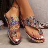 oly-afa2bca4a9e25354b5225de31f8d1f96 Wholesale Summer Style Breathable Printed Slip-on Roman Style plus size Sandals for Women Ethnic Style