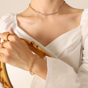 P1163-champagne zircon necklace -37cm