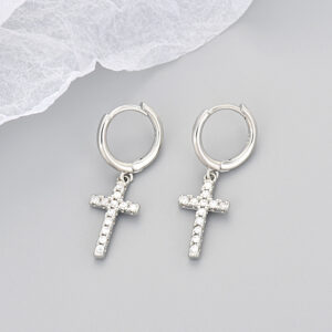 Cross earring (white gold) / Copper