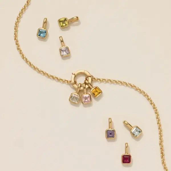 Wholesale 1 Piece 201 Stainless Steel 304 Stainless Steel Glass Geometric Square Pendant Necklace