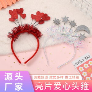 oly-afc5bb7d998cf8038e71b976df0cd491 Wholesale Hair Hoop Valentine's Day Red Sequins Love Headband Holiday Party Decoration Headwear