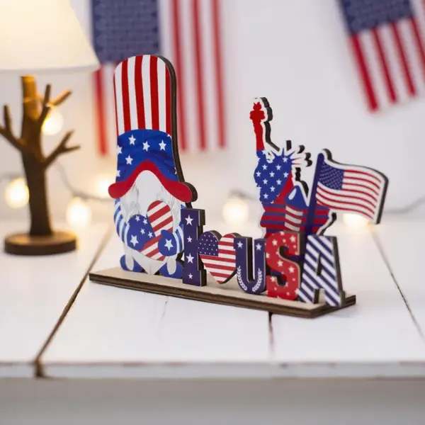 Wholesale Creative DIY Wooden Ornaments Independence Day Decoration Desktop Ornaments American Flag Halloween Party Supplies