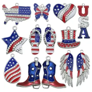 Mixed 13 White K Point Diamond American Flag Independence Day Set - 1 of Each of 13 Styles - 50g - SN807