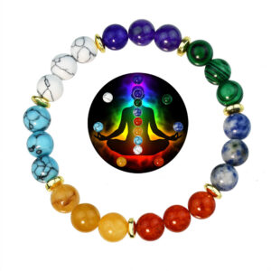 Wholesale Amazon Hot Selling Colorful Agate Bracelet for Men and Women 7Chakra Yoga Balance Bohemian Bracelet Cross Border Batch