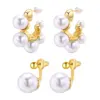 Wholesale 1 Pair Simple Style Classic Style Solid Color Plating Inlay Zinc Alloy Artificial Pearls 18K Gold Plated Ear Studs