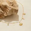 Wholesale Classic Style Women's Necklace Sun Pendant Beaded Chain Jewelry 18K Gold Stainless Steel Quartz Stone Travel Essential