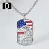 Wholesale 304 Stainless Steel American Flag Eagle Hip-Hop Rock Punk Square Pearl Chain Pendant Necklace