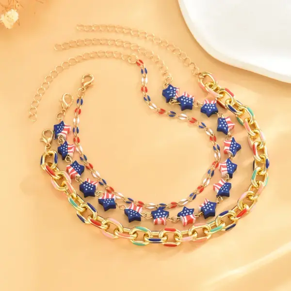 Wholesale Enamel Aluminum Anklet For Women Featuring Pentagram Design In Colour, Perfect For Independence Day
