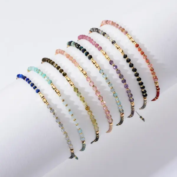 Wholesale Fashion Round Beaded Natural Stone Knitting Bracelets