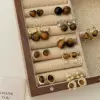 Wholesale Retro Brown Ball Earrings Women's Elegant Style Round Ball Studs Autumn Winter Fashion Jewelry Copper Material Simple Design