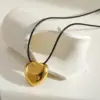 Wholesale Vacuum Electroplating (In Furnace) Plated 18K Real Gold Oval Water Drop Heart Shape 304 Stainless Steel Cute Vintage Novelty Design Electroplating No Buckle Closure Adjustable Necklace