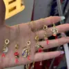 Wholesale Plated Zodiac Moon Necklace With Embedded Zirconia Stones Oil Drip Design For Women Cross And Mushroom Bone Claw Print Pendant