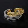 Wholesale Stripe Waterproof Non Tarnish Rings For Women In 304 Stainless Steel With 18K Real Gold PVD Coating And Zircon Inlay