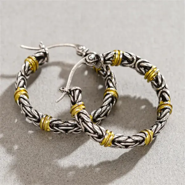 Wholesale Three-dimensional Geometric Earrings For Women In Copper With KC Golden Water Plating And 0.03µm Thickness