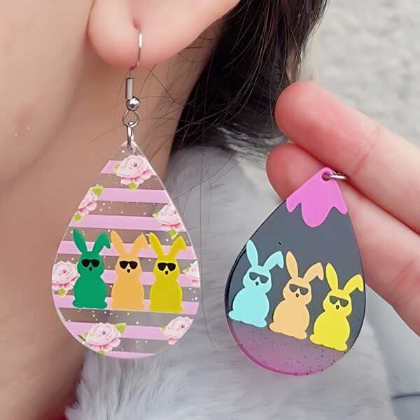 oly-b034d73e3330ad2b9f1ea4330cf44d22 Wholesale Easter color sunglasses Rabbit printed earrings earrings female acrylic simple personalized earrings