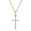 Wholesale Unisex Cross Pendant Necklace In Copper With Rhinestones, Electroplated Finish, Featuring A Durable Cable Chain