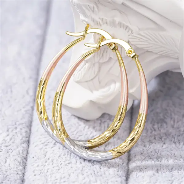 Wholesale Three-dimensional Geometric Earrings For Women In Copper With KC Golden Water Plating And 0.03µm Thickness