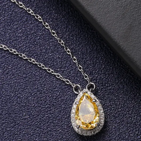 Wholesale Geometric Inlay Pendant Necklace For Women In 925 Sterling Silver With High Carbon Diamond And Platinum Plated Cable Chain