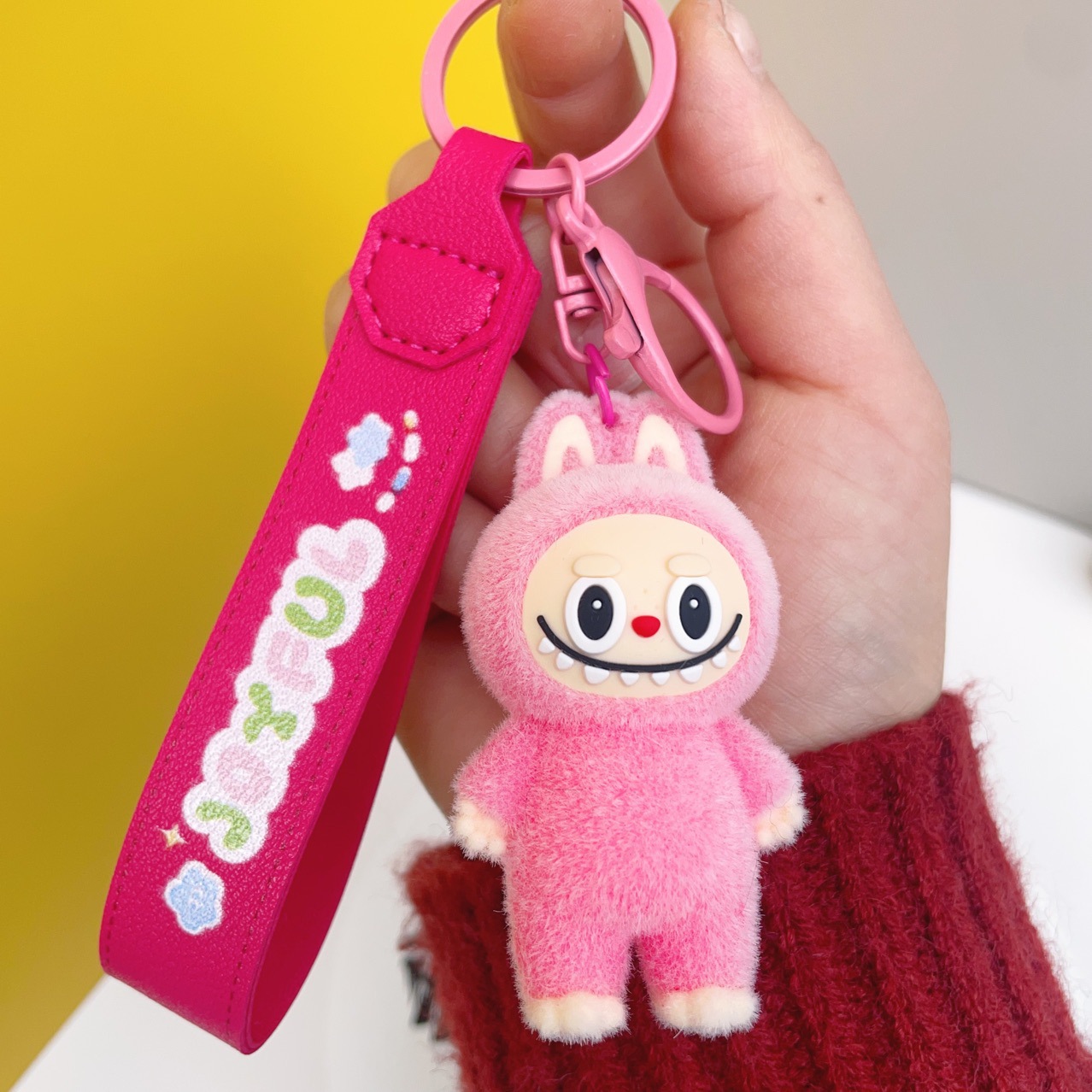 Wholesale Creative cross-border flocking cloth key chain bag pendant bag flocking pendant blind box gift factory