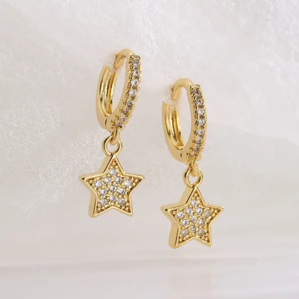 Wholesale Sweet Star Copper Drop Earrings