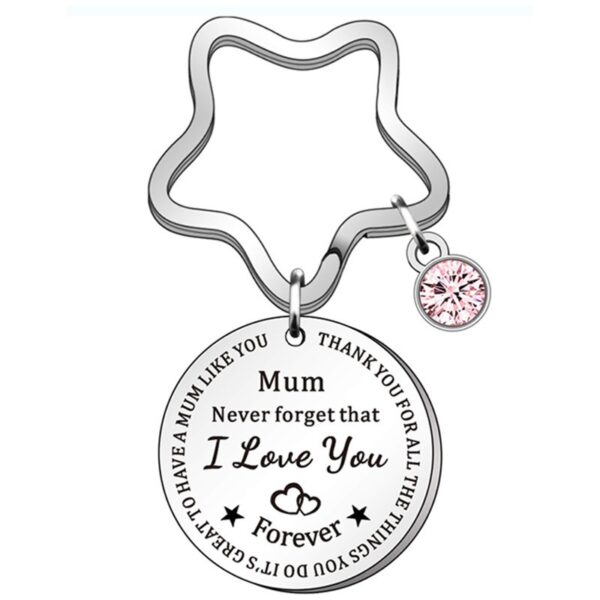 oly-b05260694f563899cd99edda6e4ae48f Wholesale jewelry Never forget that pink diamond pentagonal key chain lettering key chain