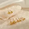 oly-b060e385bde1d85505429eddcec51138 Wholesale PVD Coated 18K Gold Plated Round 304 Stainless Steel Simple Style Waterproof Non Tarnish Ear Studs