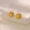 Wholesale Lucky Heart Stud Earrings For Women, Waterproof Non Tarnish 304 Stainless Steel With 18K Real Gold PVD Coated Plating 0.03µm-0.05µm
