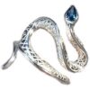 oly-b06dcc34c8df030f43ec3dfece319156 Wholesale Sea Blue Topaz Snake Open Ring Creative Niche Design Ins Cold Light Style Ring