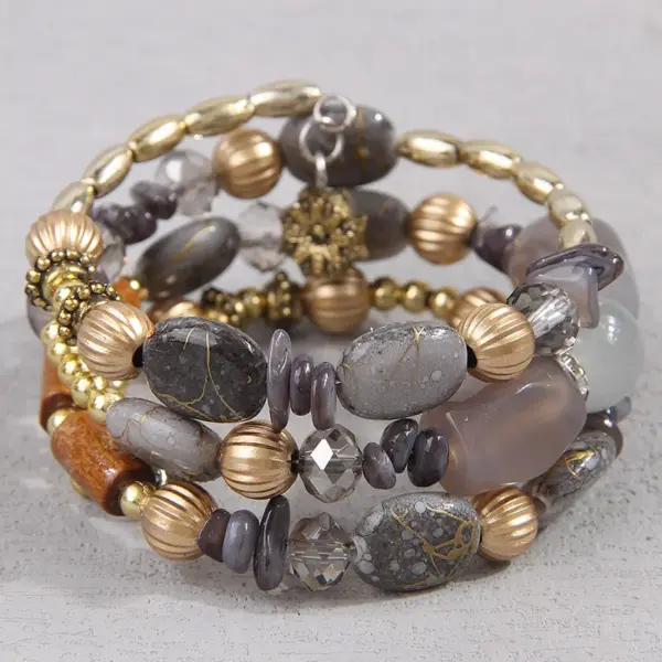 oly-b073b7981369e732cabfb05d059acb35 Wholesale Vintage Style Simple Style Geometric UV Plating Golden Plated Beaded Beaded Chain Beaded Bracelets Wholesale