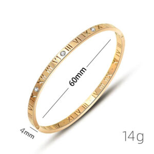 [Gold] 4mm Roman Numerals with Drill / full-body titanium steel material vacuum plating 18K