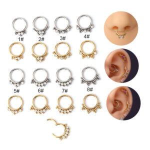 Wholesale 20Gx8mm stainless steel diamond ear nose puncture nose ring European and American foreign trade body puncture jewelry Daith ring