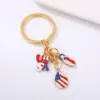 Wholesale American Flag Keychain Heart-Shaped Alloy Oil Drop Women's Bag Decoration