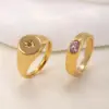 Wholesale Unisex Starburst Ring In Titanium Steel With Real Gold Plated Finish And Zircon Inlay,