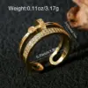 Wholesale Waterproof Non Tarnish Circle Ring For Women, 304 Stainless Steel With 18K Real Gold Plated PVD Coating And Zircon Inlay