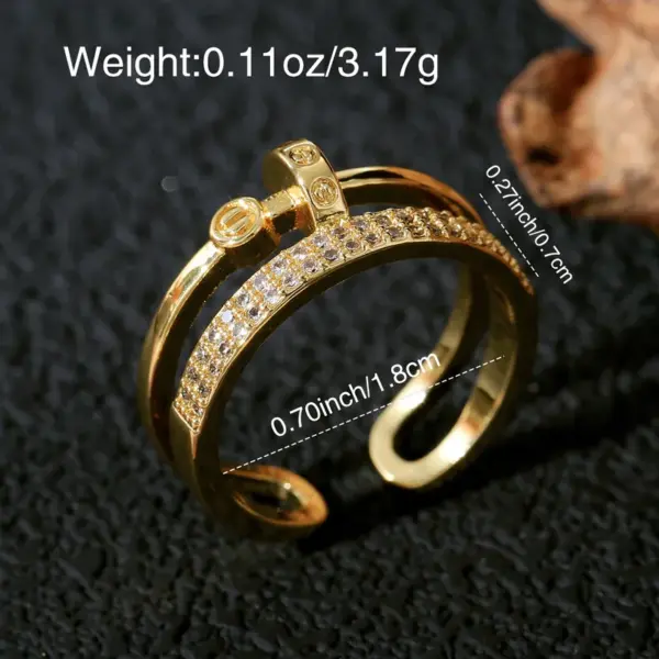 Wholesale Waterproof Non Tarnish Circle Ring For Women, 304 Stainless Steel With 18K Real Gold Plated PVD Coating And Zircon Inlay