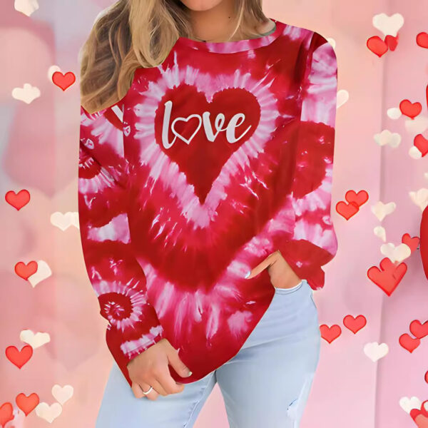 oly-b09c9a69b68f6faae3263c55ad95d7ad Wholesale Explosions Valentine's Day Women's Top Autumn and Winter Casual Printed Round Neck Long Sleeve T-Shirt