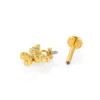 Wholesale Unisex Rotatable Cross Stud Earrings In 316L Stainless Steel With 18K Real Gold PVD Coating And Zircon Inlay