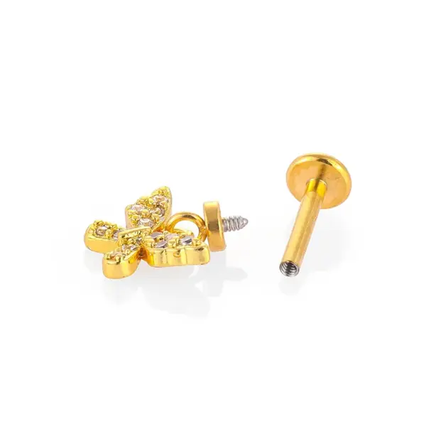 Wholesale Unisex Rotatable Cross Stud Earrings In 316L Stainless Steel With 18K Real Gold PVD Coating And Zircon Inlay