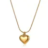 Wholesale 304 Stainless Steel Heart Shape PVD Coated Stone-Free 18K Real Gold Plated Affordable Luxury Style Gold Plated Pendant Necklace