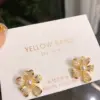 Wholesale Spring S925 Silver Needle Zircon Pearl Daisy Cute Fresh Flower Micro-Set Earrings Bohemian Style Sweet Cool Trend