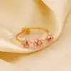 Wholesale Ion Plating (IP) 18K Gold Plated Flower 304 Stainless Steel IG Style Sweet Waterproof Non Tarnish Open Rings - Nihaojewelry