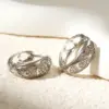 Wholesale Fashionable Geometric Heart Shaped Zircon Half Hollow Polished Copper Earrings Neutral Cute Style Women's Accessory Birthday Gift