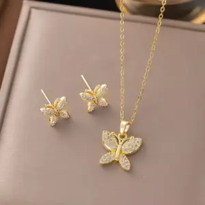 【8230】Copper Material—Diamond-encrusted Butterfly Set【gold】