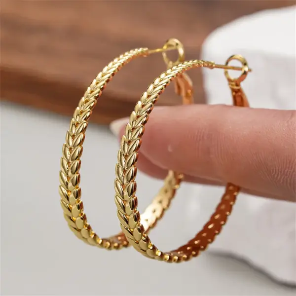 Wholesale Three-dimensional Geometric Earrings For Women In Copper With KC Golden Water Plating And 0.03µm Thick Coating