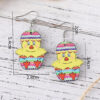 Wholesale Easter rabbit chicken striped egg carrot color hollow pendant earrings double-sided earrings