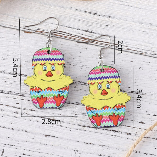 Wholesale Easter rabbit chicken striped egg carrot color hollow pendant earrings double-sided earrings