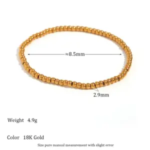 Elastic Bead Bracelet-Gold-3mm
