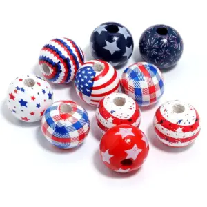 Randomly Mixed with American Flags / Approximately 16mm, Hole 4.3mm, 10 Pieces/pack