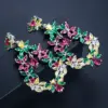 Wholesale Water Plated White Gold Rhodium Plated Inlaid Zircon Long Flower Shape Women's Vintage Copper Material Waterproof Non-Fading Wedding Earrings