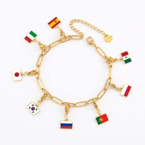oly-b0fb7b8babb5baf227f416df5f906150 Wholesale National Flag Italian Charms 304 Stainless Steel Pendant With 18K Real Gold PVD Coated Plating 0.03µm Thickness, 1 Piece